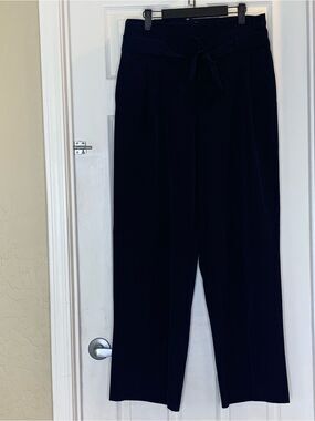 Adrienne Vittadini Navy Tie Front Wide Leg High Rise Pants Size 6